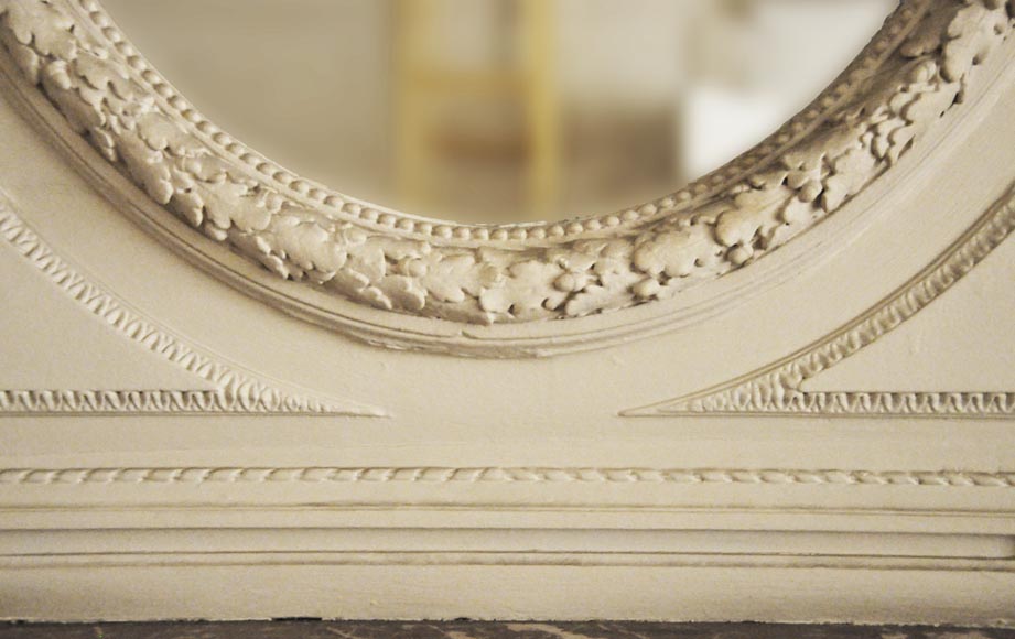 Trumeau ancien de style Louis XVI au miroir ovale Trumeau ancien de style Louis XVI au miroir ovale-3