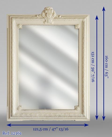 Petit trumeau peint en blanc aux rosaces Petit trumeau peint en blanc aux rosaces-5