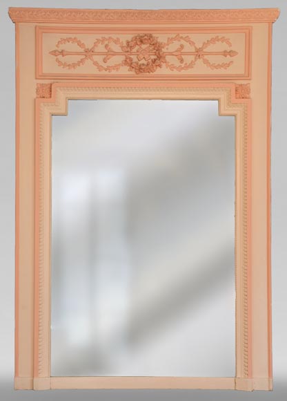 Trumeau ancien de style Louis XVI, à décor de couronnes de laurier Trumeau ancien de style Louis XVI, à décor de couronnes de laurier-0