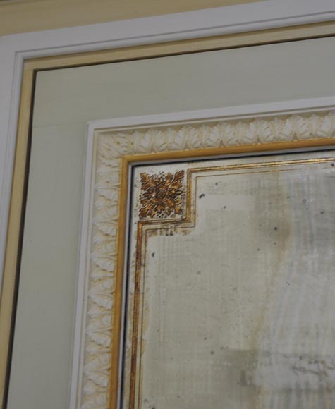 Paire de portes de style Louis XVI en bois, stuc et miroir, vers 1970 Paire de portes de style Louis XVI en bois, stuc et miroir, vers 1970-2