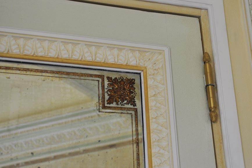 Paire de portes de style Louis XVI en bois, stuc et miroir, vers 1970 Paire de portes de style Louis XVI en bois, stuc et miroir, vers 1970-10