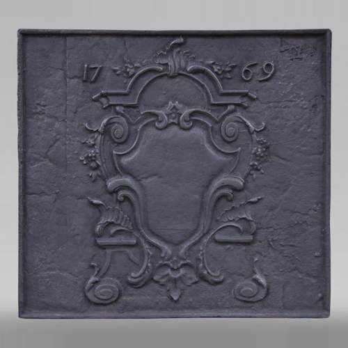 Plaque de cheminée d'époque Louis XV, datée 1769