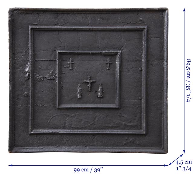 Plaque de cheminée ancienne à décor religieux Plaque de cheminée ancienne à décor religieux-5