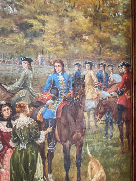 Pièce de boiserie de style Louis XV avec sa cheminée en pierre et un tableau peint par Paul Tavernier Pièce de boiserie de style Louis XV avec sa cheminée en pierre et un tableau peint par Paul Tavernier-4