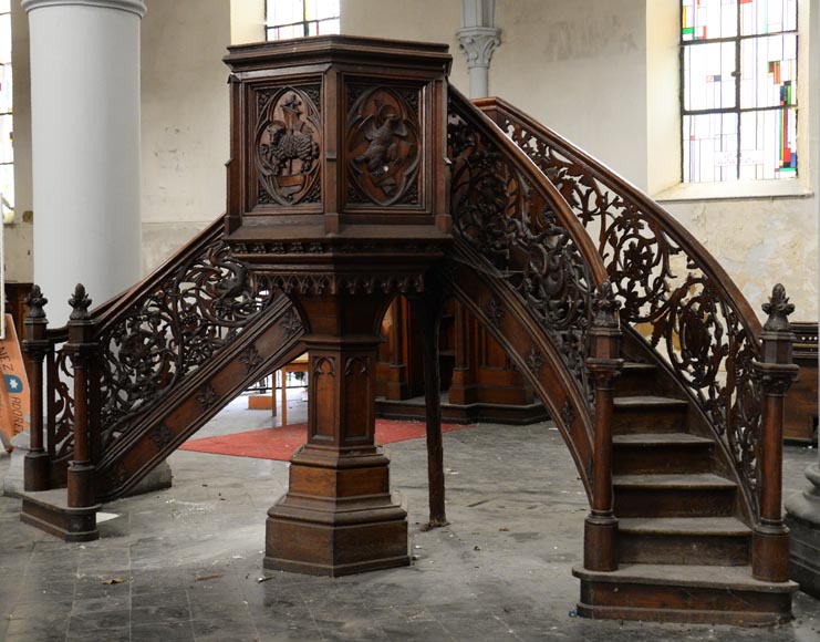 Chaire à prêcher de style Néo-Gothique en chêne Chaire à prêcher de style Néo-Gothique en chêne-4