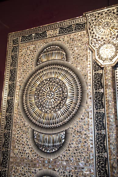 Paire de double-portes coulissantes laquées à décor de nacre Paire de double-portes coulissantes laquées à décor de nacre-3