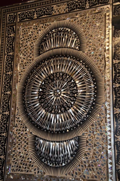 Paire de double-portes coulissantes laquées à décor de nacre Paire de double-portes coulissantes laquées à décor de nacre-11