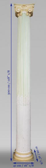 Ensemble de quatre colonnes ioniques en plâtre peint Ensemble de quatre colonnes ioniques en plâtre peint-8