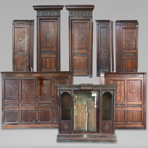 Ensemble de pièces de boiserie et bibliothèque de style Empire en acajou et bronze Ensemble de pièces de boiserie et bibliothèque de style Empire en acajou et bronze-0