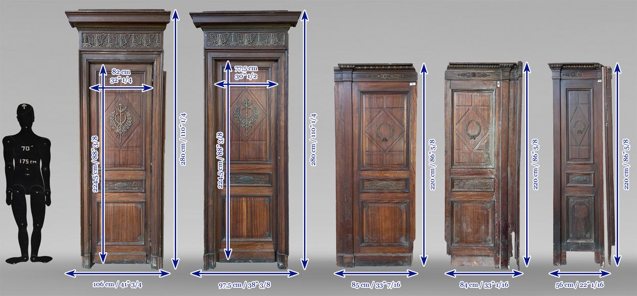Ensemble de pièces de boiserie et bibliothèque de style Empire en acajou et bronze Ensemble de pièces de boiserie et bibliothèque de style Empire en acajou et bronze-20