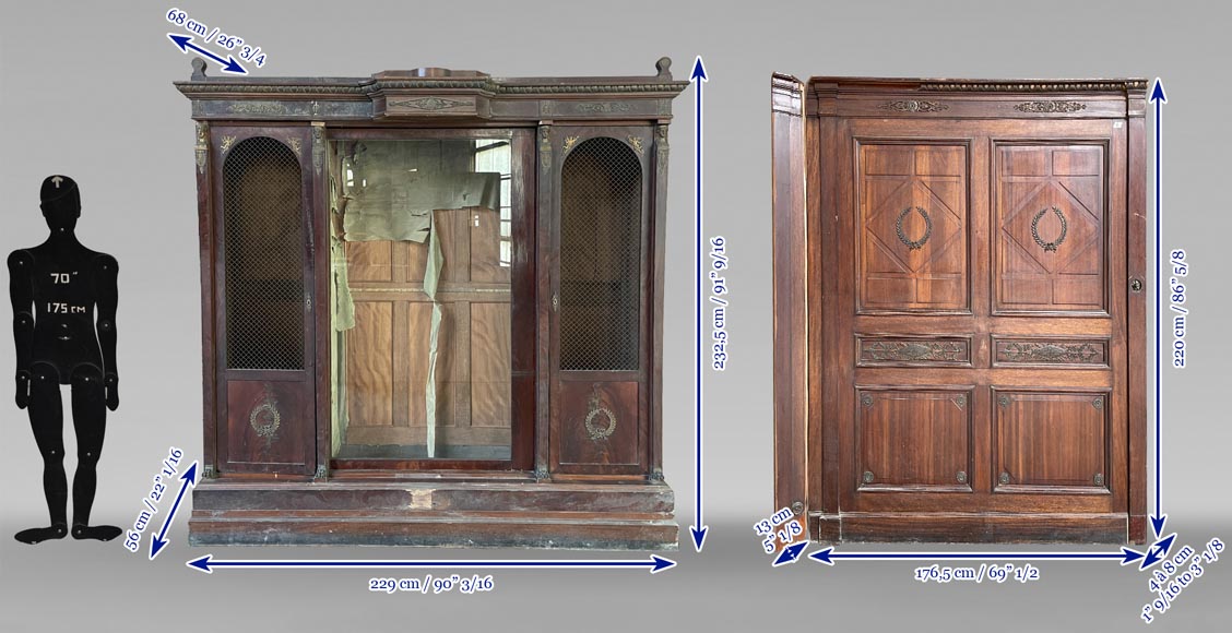 Ensemble de pièces de boiserie et bibliothèque de style Empire en acajou et bronze Ensemble de pièces de boiserie et bibliothèque de style Empire en acajou et bronze-21