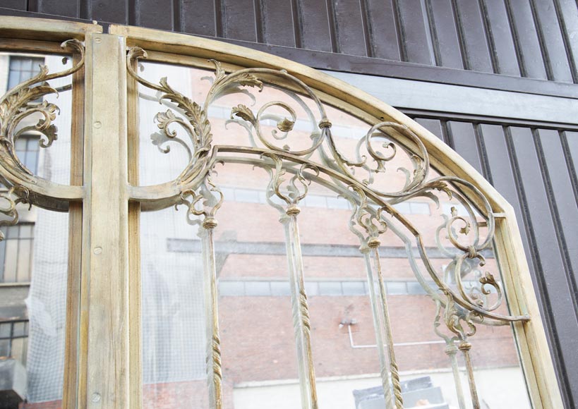 Paire de portes double-face en fer forgé et fond de miroir Paire de portes double-face en fer forgé et fond de miroir-2