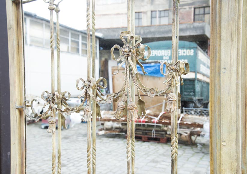 Paire de portes double-face en fer forgé et fond de miroir Paire de portes double-face en fer forgé et fond de miroir-4