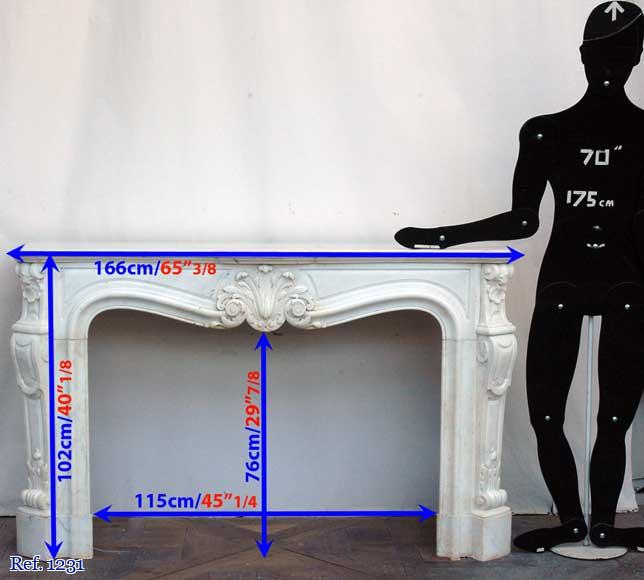 Cheminée Louis XV en marbre blanc Cheminée Louis XV en marbre blanc-11