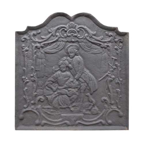 Plaque de cheminée en fonte au couple de nobles, XXe siècle