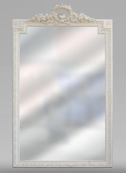 Trumeau ancien de style Louis XVI au fronton orné d'un oiseau Trumeau ancien de style Louis XVI au fronton orné d'un oiseau-0