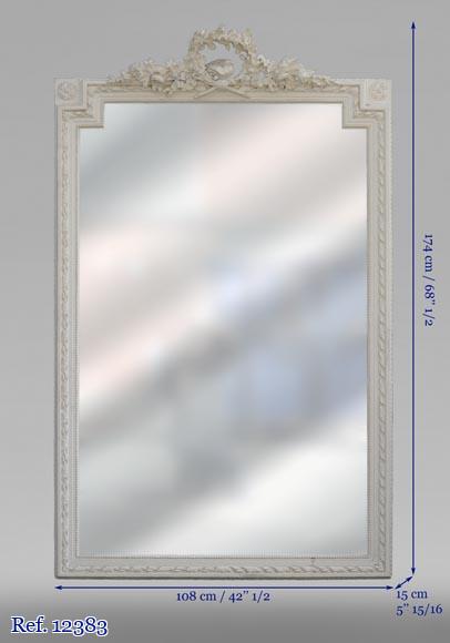 Trumeau ancien de style Louis XVI au fronton orné d'un oiseau Trumeau ancien de style Louis XVI au fronton orné d'un oiseau-7