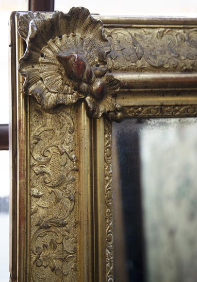 Trumeau ancien doré d'époque Restauration à décor de coquilles Trumeau ancien doré d'époque Restauration à décor de coquilles-2