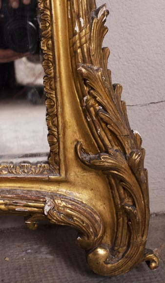 Trumeau ancien de style Louis XV en bois doré Trumeau ancien de style Louis XV en bois doré-7