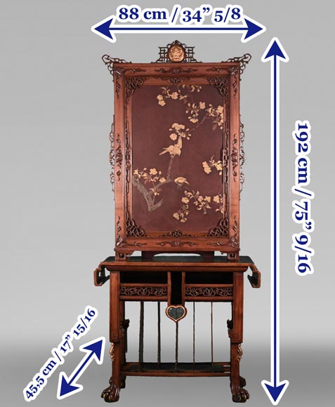CHARBONNIER (ébéniste) pour L’ESCALIER DE CRISTAL, Cabinet japonisant à panneau laqué coulissant, vers 1890 CHARBONNIER (ébéniste) pour L’ESCALIER DE CRISTAL, Cabinet japonisant à panneau laqué coulissant, vers 1890-14
