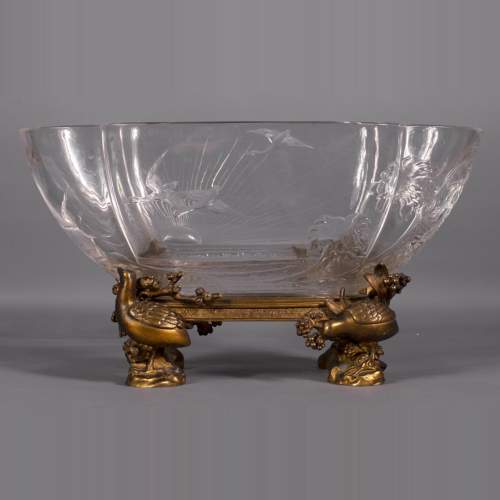 Coupe en cristal de Baccarat et bronze doré à décor japonisant