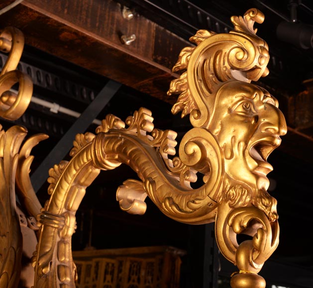 Eugène Piat (attr. à), Lanterne murale en bronze doré Eugène Piat (attr. à), Lanterne murale en bronze doré-2