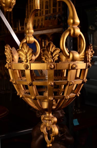 Eugène Piat (attr. à), Lanterne murale en bronze doré Eugène Piat (attr. à), Lanterne murale en bronze doré-3