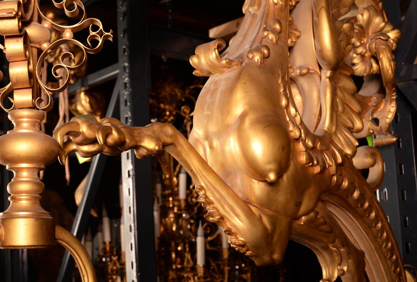 Eugène Piat (attr. à), Lanterne murale en bronze doré Eugène Piat (attr. à), Lanterne murale en bronze doré-8