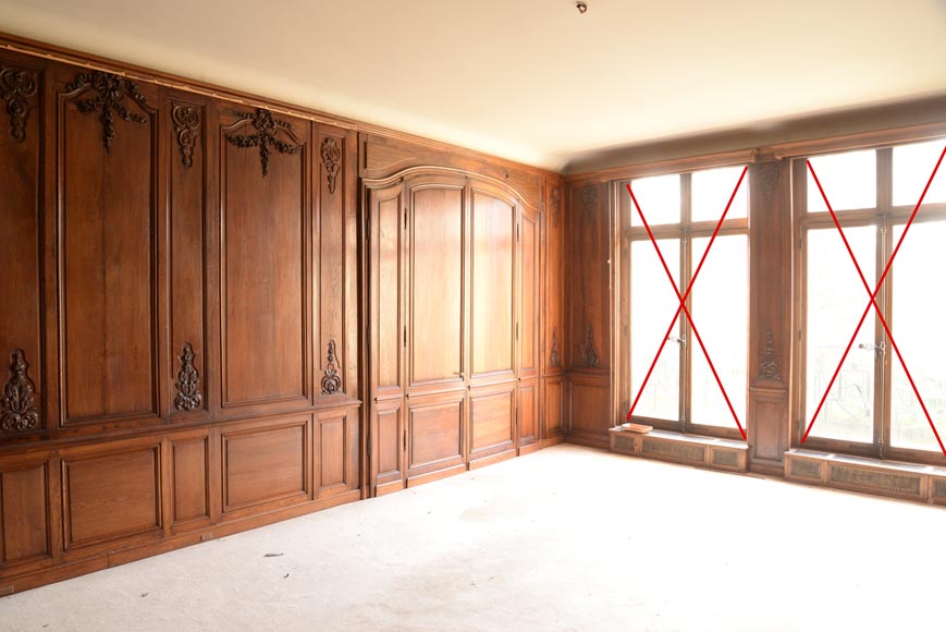 Boiserie en chêne sculpté style transition, 18è et 19è siècle. Boiserie en chêne sculpté style transition, 18è et 19è siècle.-15