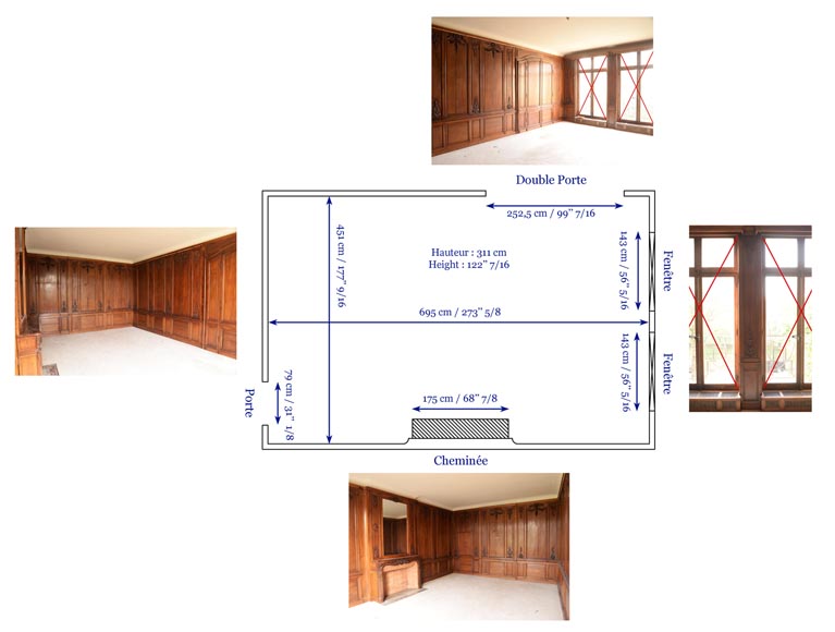Boiserie en chêne sculpté style transition, 18è et 19è siècle. Boiserie en chêne sculpté style transition, 18è et 19è siècle.-18