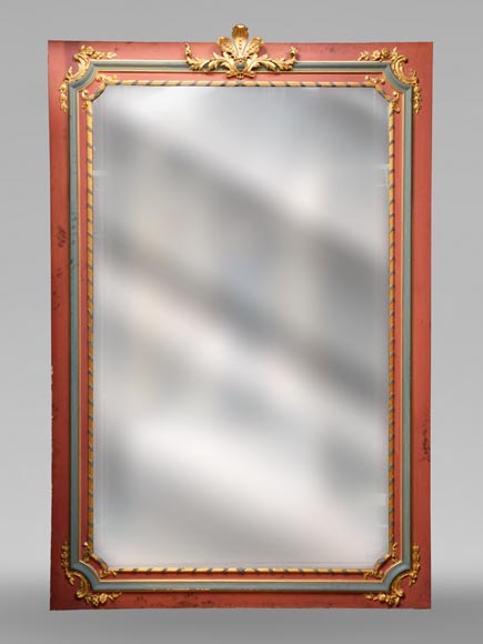 Trumeau en bois et stuc peint Napoléon III, seconde moitié du XIXe siècle Trumeau en bois et stuc peint Napoléon III, seconde moitié du XIXe siècle-0