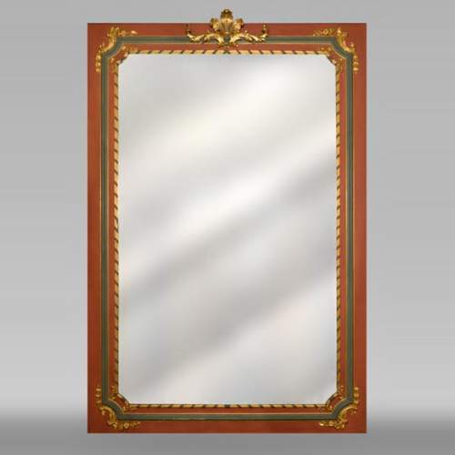 Trumeau ancien de style Louis XVI en bois polychrome et doré