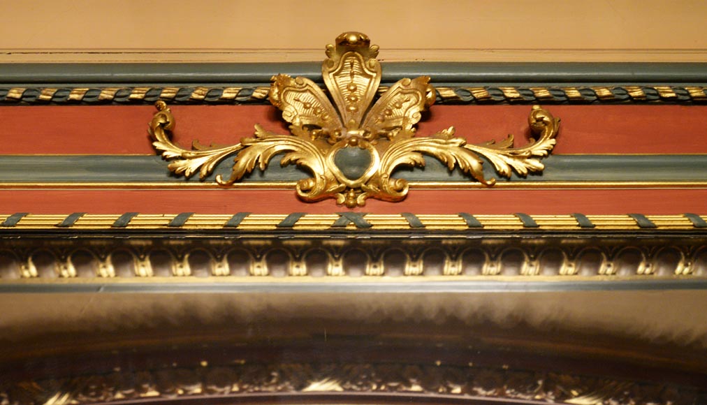 Trumeau ancien de style Louis XVI en bois polychrome et doré Trumeau ancien de style Louis XVI en bois polychrome et doré-1