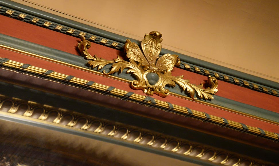 Trumeau ancien de style Louis XVI en bois polychrome et doré Trumeau ancien de style Louis XVI en bois polychrome et doré-2