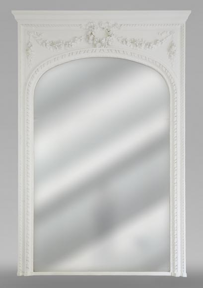 Trumeau ancien de style Louis XVI décoré d'une couronne de fleurs Trumeau ancien de style Louis XVI décoré d'une couronne de fleurs-0