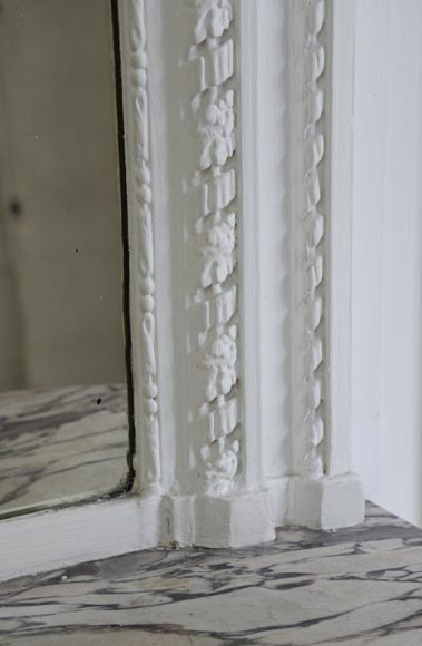 Trumeau ancien de style Louis XVI décoré d'une couronne de fleurs Trumeau ancien de style Louis XVI décoré d'une couronne de fleurs-4