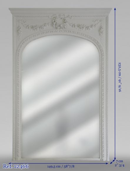 Trumeau ancien de style Louis XVI décoré d'une couronne de fleurs Trumeau ancien de style Louis XVI décoré d'une couronne de fleurs-5