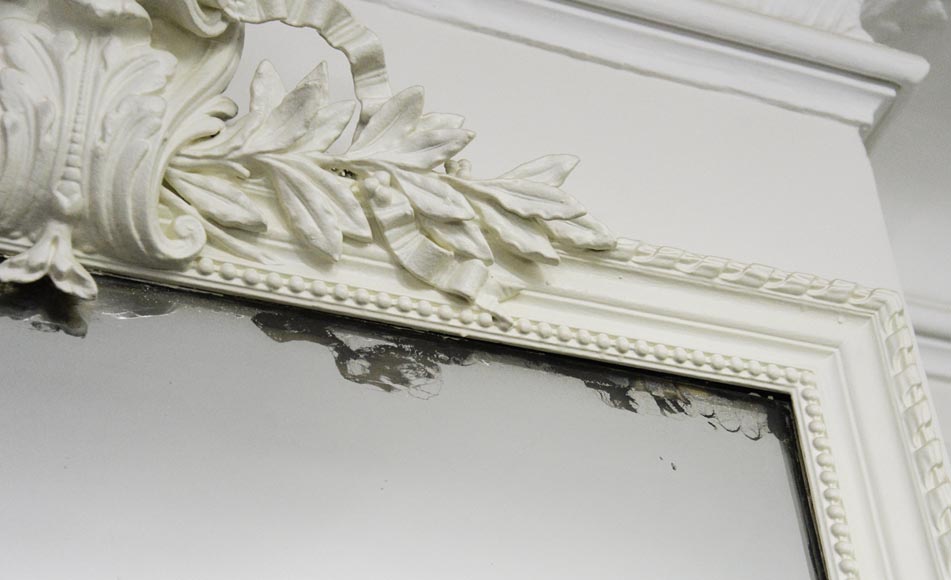 Trumeau ancien de style Louis XVI sculpté de branches de laurier Trumeau ancien de style Louis XVI sculpté de branches de laurier-3