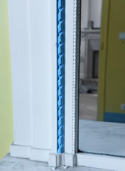 Trumeau ancien de style Louis XVI peint à décor d'une couronne de fleurs Trumeau ancien de style Louis XVI peint à décor d'une couronne de fleurs-3