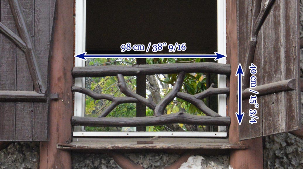 Ensemble original d’une paire de volets et garde-corps en bois, style rusticage, milieu du XIXe siècle Ensemble original d’une paire de volets et garde-corps en bois, style rusticage, milieu du XIXe siècle-6