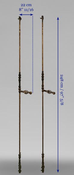 Paire de crémones en bronze signées « ST BRICARD », milieu du XIXe siècle  Paire de crémones en bronze signées « ST BRICARD », milieu du XIXe siècle -9