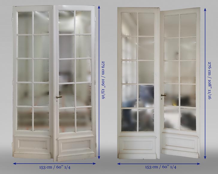 Paire de grandes doubles portes à carreaux, fin du XIXe siècle Paire de grandes doubles portes à carreaux, fin du XIXe siècle-11