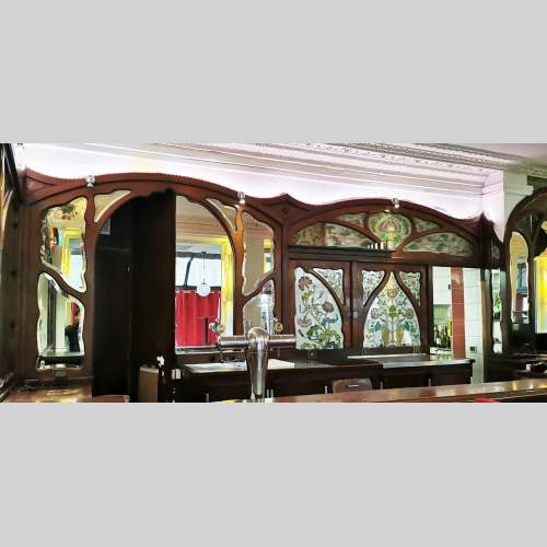 Boiserie Art Nouveau en acajou provenant du café Barjot à Paris, 1905