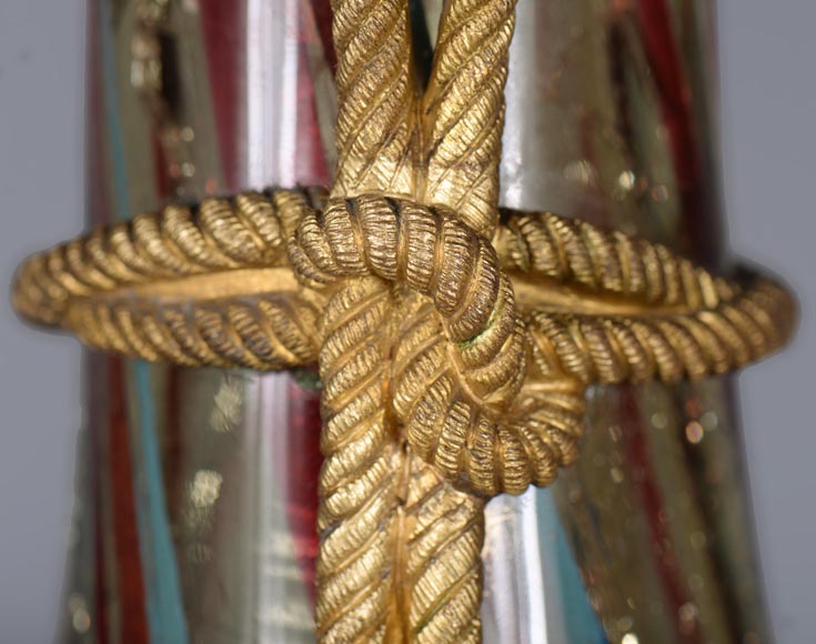 Ernest LEVEILLE - Exceptionnel vase en verre craquelé à décor intercalaire polychrome et doré sur monture en bronze doré, vers 1890 Ernest LEVEILLE - Exceptionnel vase en verre craquelé à décor intercalaire polychrome et doré sur monture en bronze doré, vers 1890-7