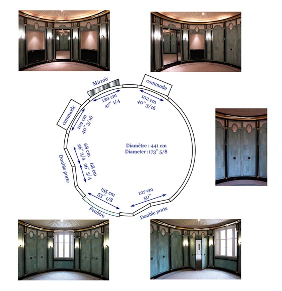 Emilio Terry (1890 -1869) (dans le goût de), Pièce ronde aux murs ornés de papier peint imitant le galuchat, fin du XXe siècle Emilio Terry (1890 -1869) (dans le goût de), Pièce ronde aux murs ornés de papier peint imitant le galuchat, fin du XXe siècle-16
