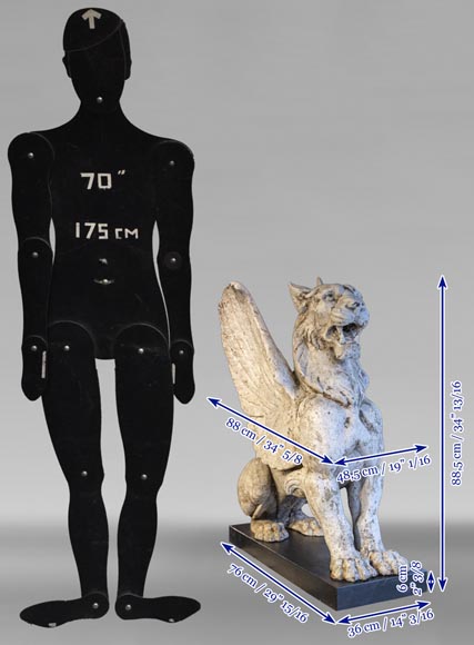 Rare paire de lions ailés, fonte de fer, époque XIXe siècle Rare paire de lions ailés, fonte de fer, époque XIXe siècle-10