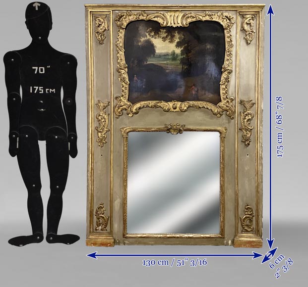 Trumeau d'époque Louis XV au paysage peint Trumeau d'époque Louis XV au paysage peint-15