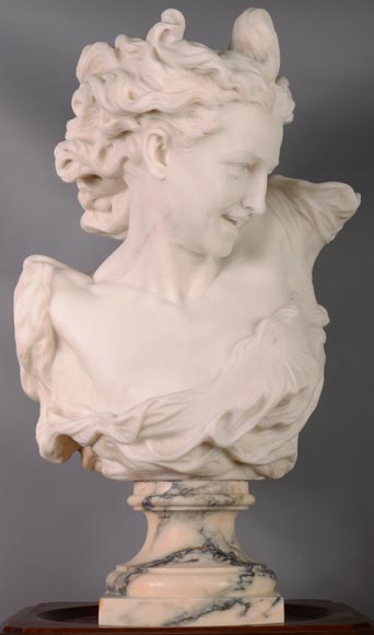 Guglielmo PUGI (1850 - 1915), Buste en marbre blanc de Carrare « Le Génie de la danse » d'après la sculpture de Jean-Baptiste CARPEAUX, vers 1900 Guglielmo PUGI (1850 - 1915), Buste en marbre blanc de Carrare « Le Génie de la danse » d'après la sculpture de Jean-Baptiste CARPEAUX, vers 1900-2