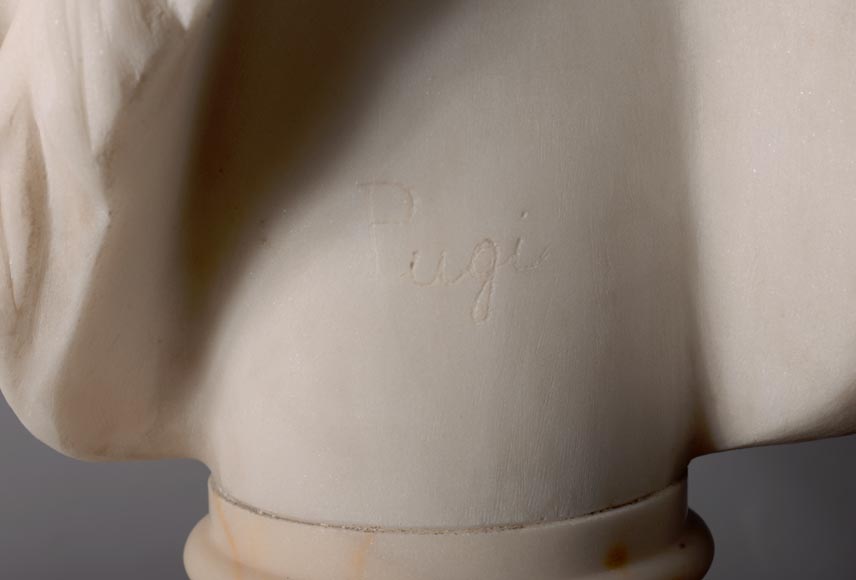 Guglielmo PUGI (1850 - 1915), Buste en marbre blanc de Carrare « Le Génie de la danse » d'après la sculpture de Jean-Baptiste CARPEAUX, vers 1900 Guglielmo PUGI (1850 - 1915), Buste en marbre blanc de Carrare « Le Génie de la danse » d'après la sculpture de Jean-Baptiste CARPEAUX, vers 1900-8