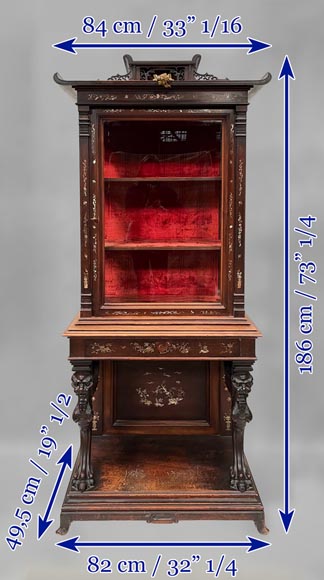 Gabriel VIARDOT, Vitrine japonisante avec piétement orné de chimère et décor en nacre Gabriel VIARDOT, Vitrine japonisante avec piétement orné de chimère et décor en nacre -19